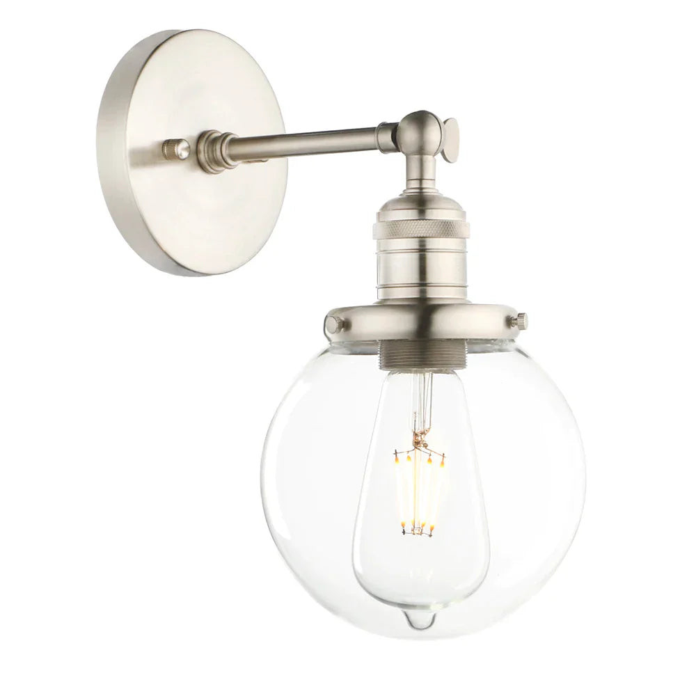 DecorBites™ Vintage Industrial Wall Sconce with 5.9" Clear Glass Globe Shade