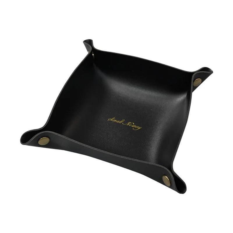 DecorBites™ Leather Desktop Organizer Tray: Home/Office Cosmetics, Jewelry, Key Storage Holder