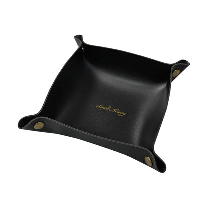 DecorBites™ Leather Desktop Organizer Tray: Home/Office Cosmetics, Jewelry, Key Storage Holder