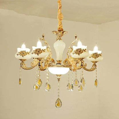 DecorBites™ Gold Crystal LED Chandelier: Elegant Lighting for Living Room, Hotel, or Villa Hall
