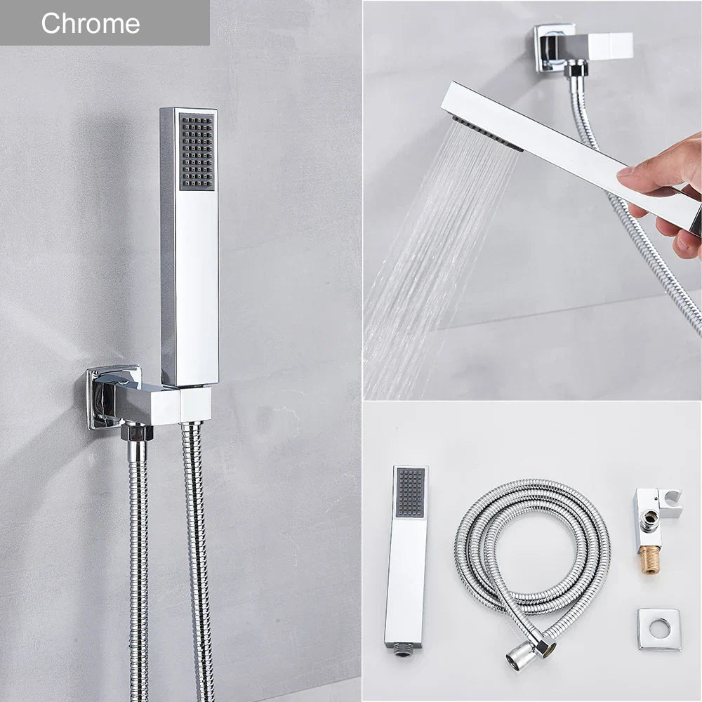 DecorBites™ Black ABS Handshower Head with 150cm Stainless Hose - Wall Mounted Faucet Accessory