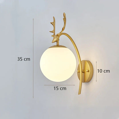 DecorBites™ Glass Shade Gold Wall Lamp for Bedroom Loft Design, Up Down Iron LED Wall Lights