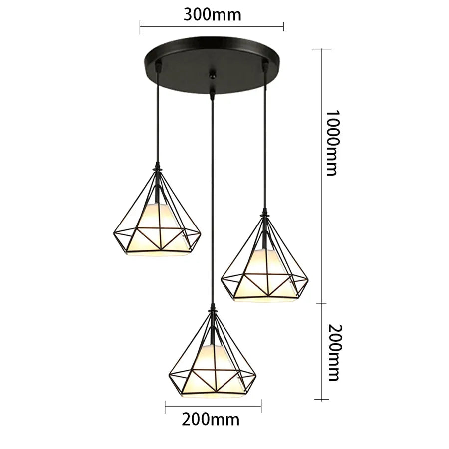DecorBites™ Iron 3-Light Chandelier Pendant for Living Room Kitchen Restaurant