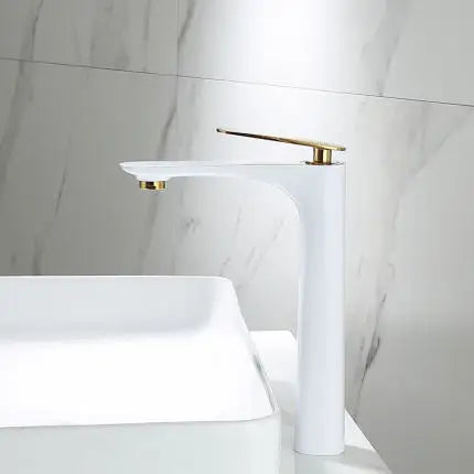 DecorBites™ Black & Gold Basin Faucet | Bathroom Sink Tap Hot Cold Mixer Tap