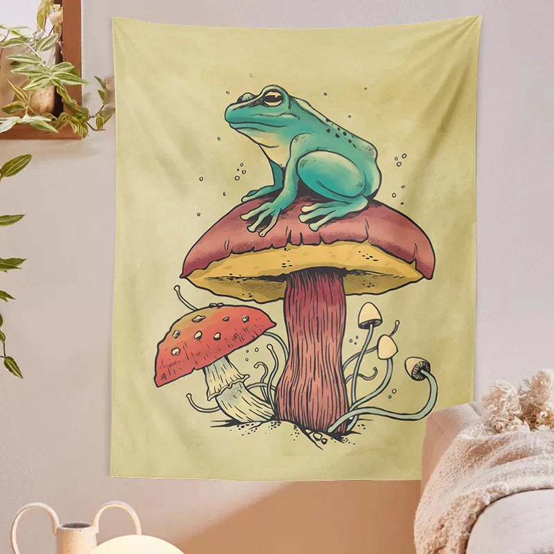 Decobites Frog Mushroom Psychedelic Tapestry Wall Hanging