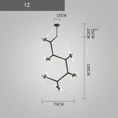 DecorBites™ Branch Suspension Pendant Light - Gold Black G9 LED Iron Glass Fixture