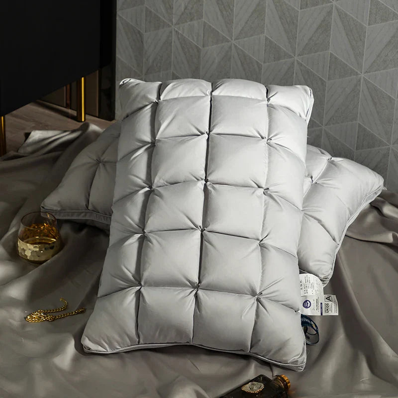 Decobites Luxury White Goose Down Orthopedic Pillow for a Fluffy, Cozy, and High-Quality Sleep