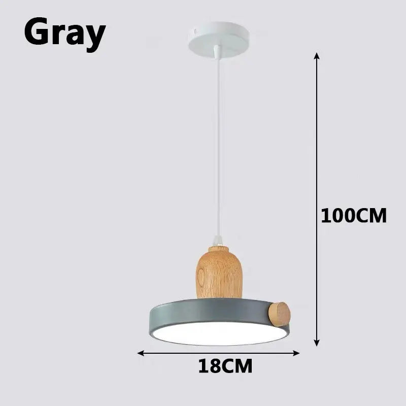 Lámpara colgante DecorBites™ de madera y hierro con LED para estudio o mesilla de noche - Diseño nórdico moderno