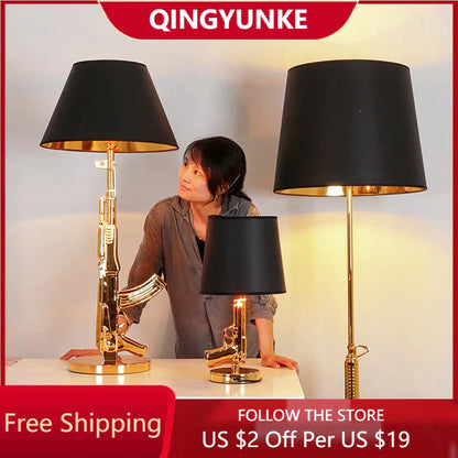 DecorBites™ Luxe Gold AK47 LED Floor Lamp for Modern Living Room & Bedroom Decor