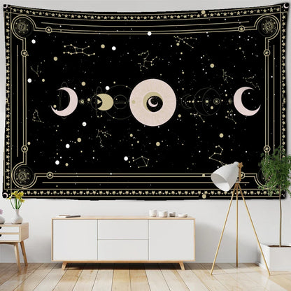 Sun Moon Planet Tarot Tapestry Wall Mount for Witchcraft Vibes - Decobites Décor