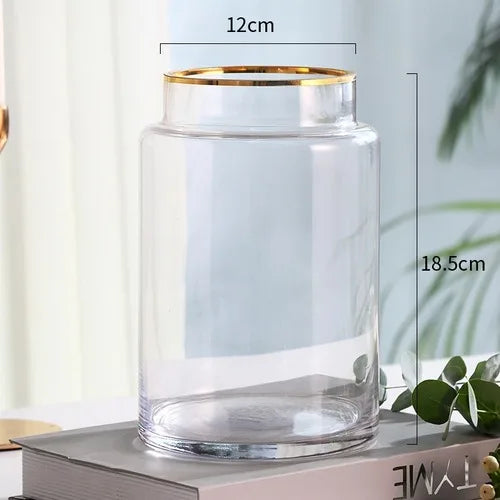 DecorBites™ Gold Glass Vase Hydroponic Plant Flowers Living Room Dining Table Decor