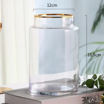 DecorBites™ Gold Glass Vase Hydroponic Plant Flowers Living Room Dining Table Decor