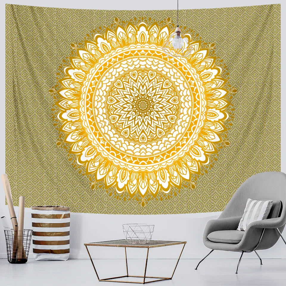 Decobites Vintage Gradient Mandala Tapestry: Hippie Bohemian Decor Sheet & Yoga Mat