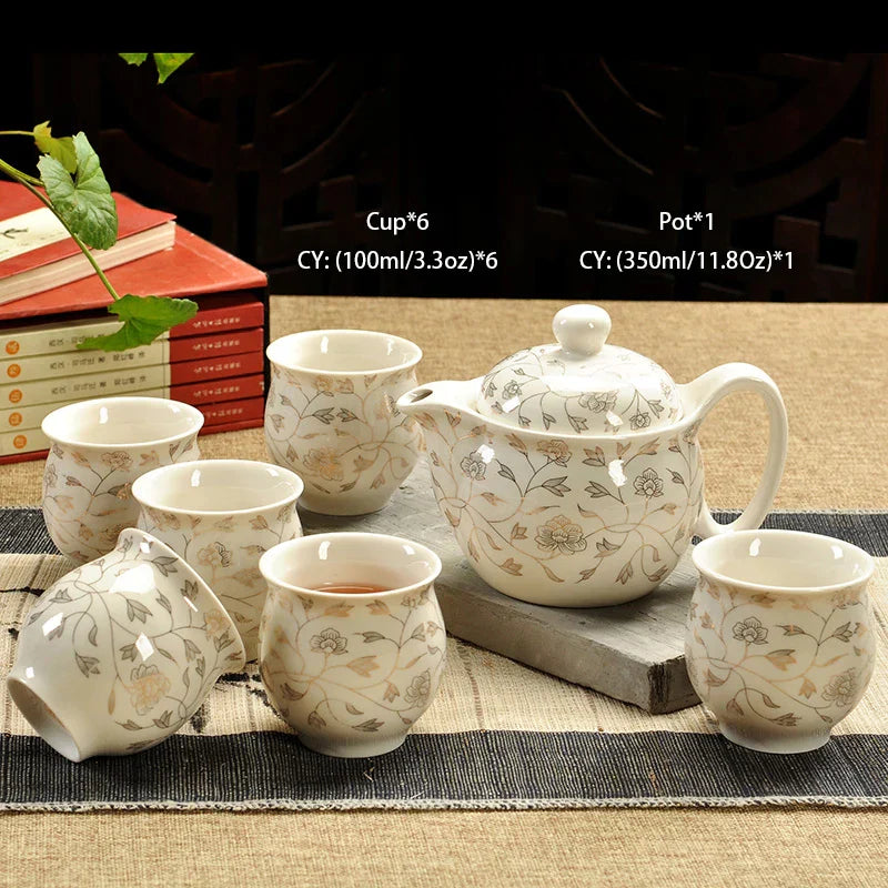 DecorBites™ Ceramic Kung Fu Teapot with Dragon Design 350ml - Handmade Porcelain Tea Pot