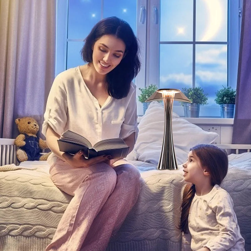 Lámpara de mesa DecorBites™ Crystal Diamond Touch: Luz nocturna con carga USB para bar, restaurante o mesilla de noche