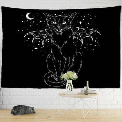 Decobites Black Cat Psychedelic Tapestry Wall Hanging for Home Decor