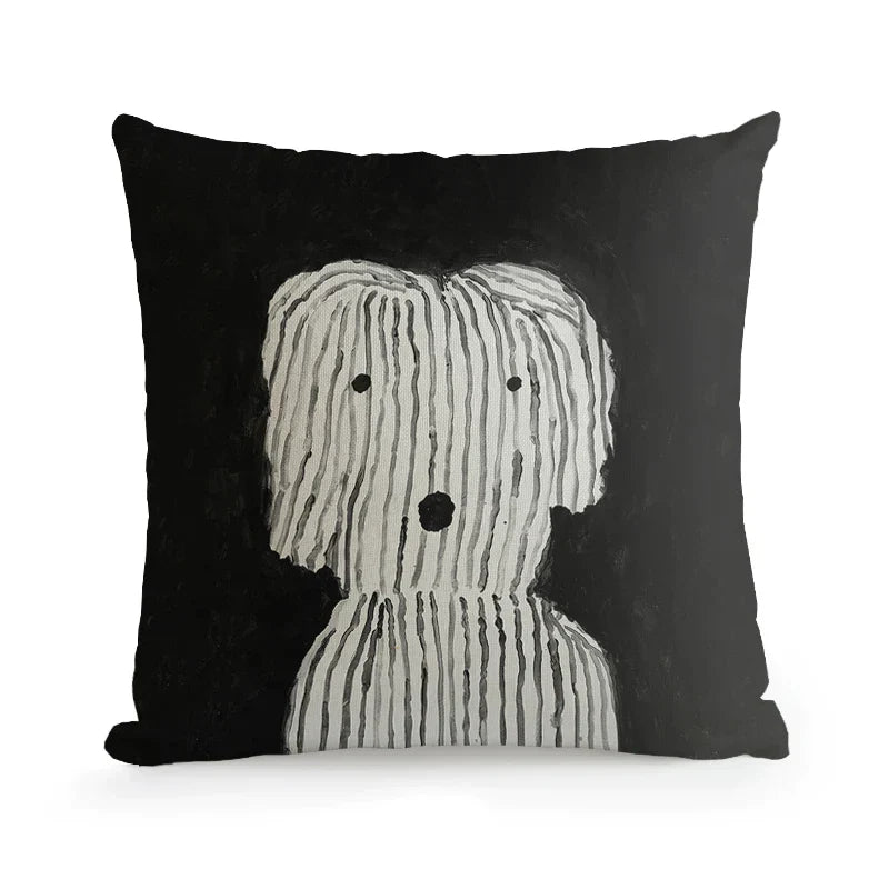 DecorBites™ Cute Dog Printed Designer Throw Pillow Cover for Living Room Sofa Decor