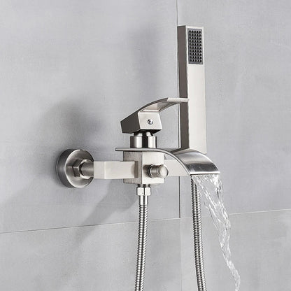 Grifo de ducha y bañera DecorBites™ de montaje en pared, color negro, con caño tipo cascada