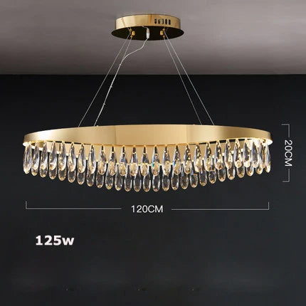 DecorBites™ Golden Crystal Stainless Steel Chandelier for Dining Room