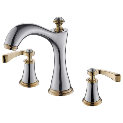 DecorBites™ Black & Gold Brass Bathroom Sink Faucets Double Handle Waterfall Faucet