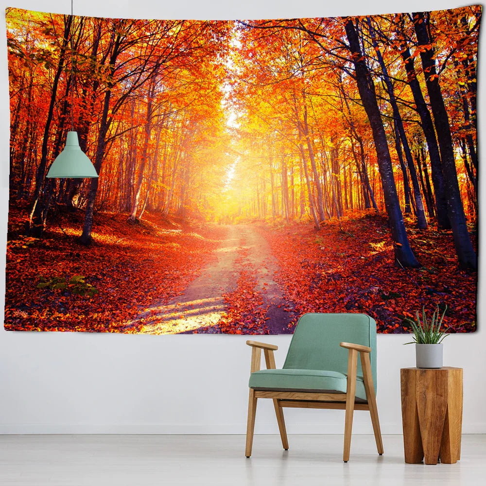 ديكورات منزلية ومفارش سرير من Decobites Sunlit Forest Tapestry لتزيين الحائط