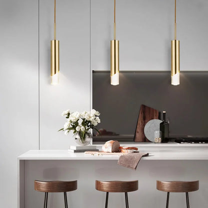 DecorBites™ Gold LED Pendant Light: Modern Nordic Minimalist Hanging Lamp for Home, Restaurant, Bar
