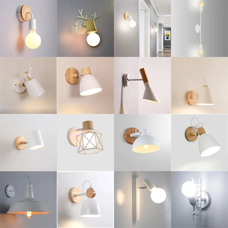 Aplique de pared LED DecorBites™ de madera, moderno, con base E27 para iluminación de pasillos