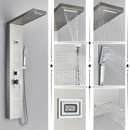 مجموعة دش DecorBites™ Black Rainfall مع نظام تدليك وشاشة درجة الحرارة