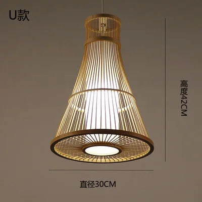 DecorBites™ Japanese Bamboo Chandelier Lights for Bedroom Living Room Tea Room Zen Lamps