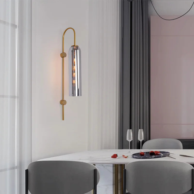 DecorBites™ E27 Glass Wall Light in Smoke Gray Amber Milky White Green for Bedroom Living Room