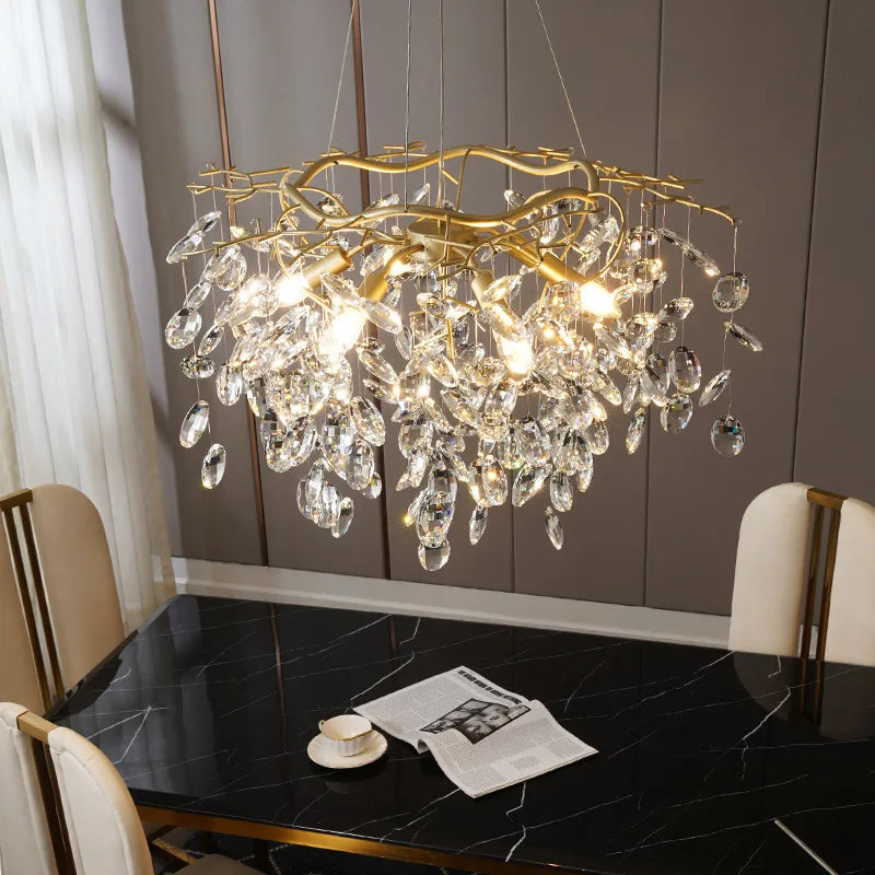 DecorBites™ Crystal Branch Pendant Chandelier for Indoor Decoration Luminaria Fixtures
