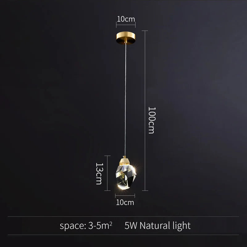 DecorBites™ Gold Crystal Pendant Light Chandelier for Living Room Kitchen LED Art Deco