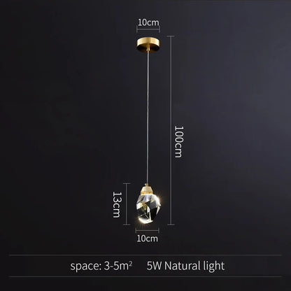 DecorBites™ Gold Crystal Pendant Light Chandelier for Living Room Kitchen LED Art Deco