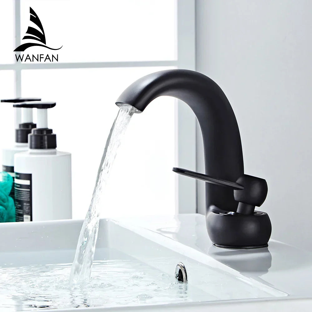 Grifo de Lavabo Decorbites™ Gold Basin: Grifo Mezclador de Una Palanca en Latón Moderno para Baño
