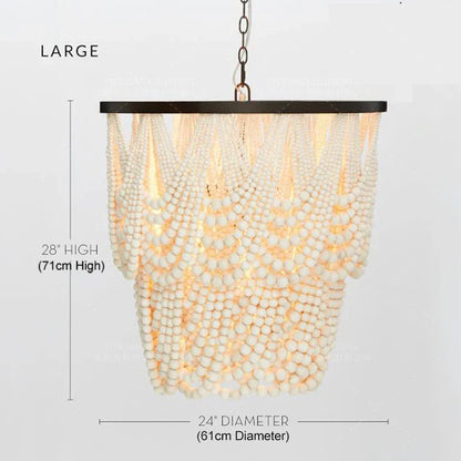 ثريا ديكوربايتس™ الخشبية السوداء المُعلّقة بالخرز - إضاءة نورديك عتيقة للمدخل، وغرفة الطعام، وغرفة النوم