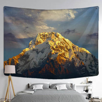 Mountain Peak Tapestry: Himalayas Scenery Wall Hanging by Decobites