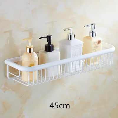Estante de baño de latón dorado Decorbites™ con perchero para toallas, soporte para champú y canasta