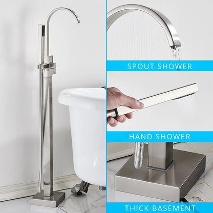 Juego de grifería para bañera DecorBites™ de montaje en suelo, color negro, con mezclador tipo cascada