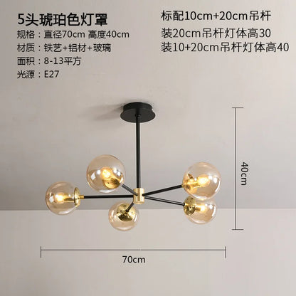 Lámpara de araña LED con bola de cristal DecorBites™ - Luminarias modernas para interiores, ideales para sala de estar y dormitorio.