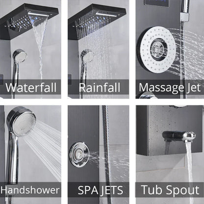 حوض استحمام مع خلاط عمودي من DecorBites™ LED مزود بشاشة درجة حرارة وتدليك.