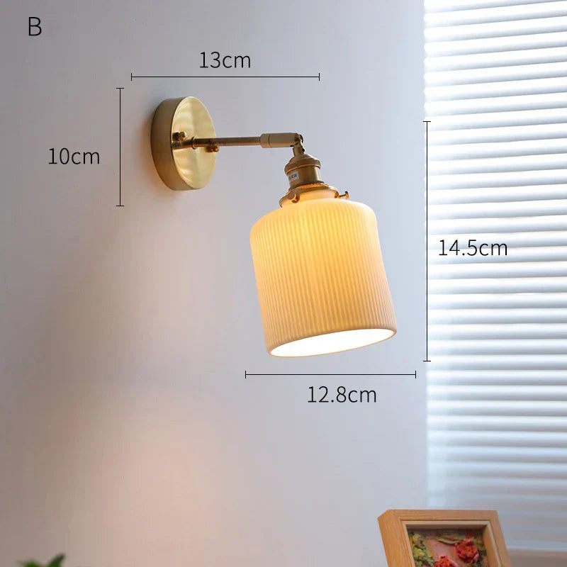 DecorBites™ LED Ceramic Wall Sconce with Knob Switch for Bedroom Bathroom Mirror Lighting