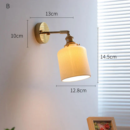 DecorBites™ LED Ceramic Wall Sconce with Knob Switch for Bedroom Bathroom Mirror Lighting