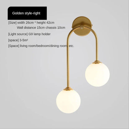 DecorBites™ Gold Glass Ball Wall Sconce | Modern Nordic Bedside Lighting for Bedroom
