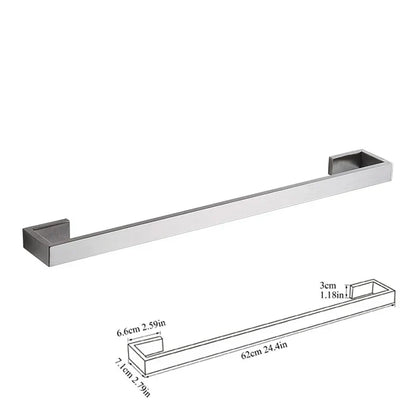 DecorBites™ Brushed Bath Hardware Set: Robe Hook, Towel Bar, Shelf, Tissue Holder, Toothbrush Stand