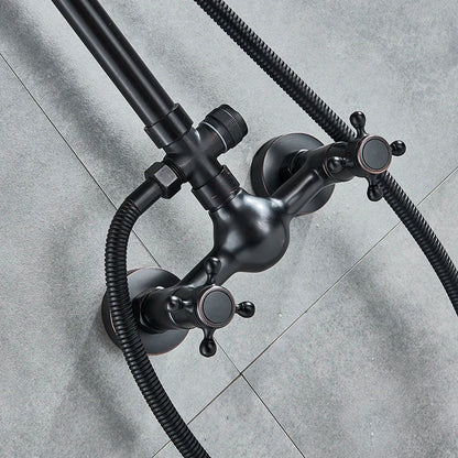 Juego de grifería para ducha DecorBites™ en bronce negro con cabezal de ducha tipo lluvia de 8" y ducha de mano.