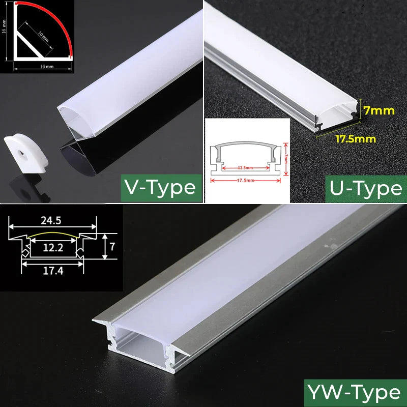 DecorBites™ LED Aluminum Profiles Recessed Channel Bar Strip Lights