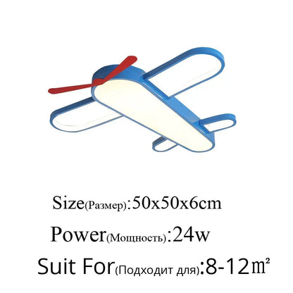 ثريا ديكوربايتس™ LED زرقاء على شكل طائرة لغرفة الأطفال، وحدة إضاءة عصرية لغرفة النوم