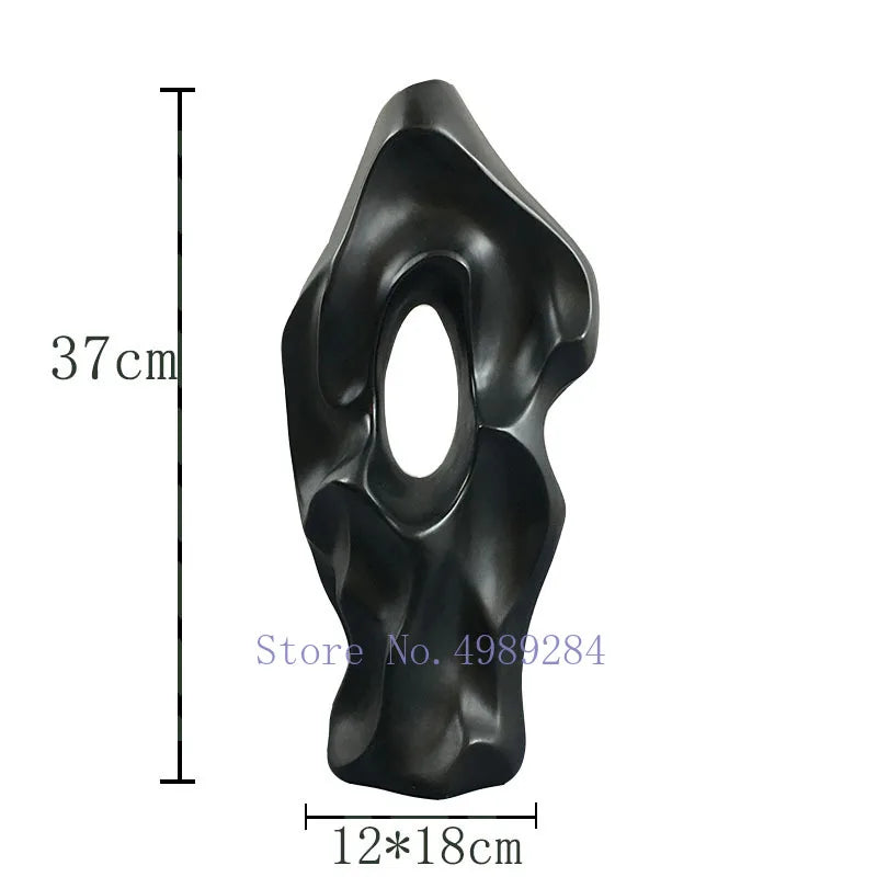 DecorBites™ Black & White Abstract Ceramic Vase - Handcrafted Hollow Out Hole Design