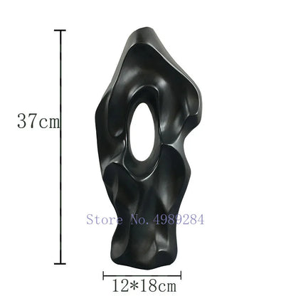 DecorBites™ Black & White Abstract Ceramic Vase - Handcrafted Hollow Out Hole Design