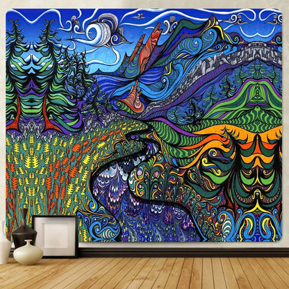 DecorBites™ Bohemian Tapestry: Psychedelic Home Decoration Art, Large Size for Yoga Mat or Sofa